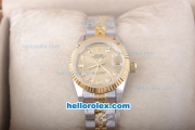 Rolex Datejust Oyster Perpetual Automatic Movement Gold Bezel with Gold Dial and Diamond Marking-Small Calendar