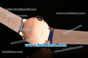 Cartier Ballon Bleu Swiss Quartz Rose Gold Case with Blue Leather Strap Diamond Bezel and Blue Dial