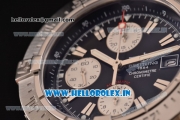 Breitling Avenger Chrono Swiss Valjoux 7750-SHG Automatic Stainless Steel Case with Black Leather Strap and Black Dial