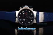 Ulysse Nardin Maxi Marine Swiss Valjoux 7750 Automatic Movement Steel Case with White Markers and Blue Dial-Blue Rubber Strap