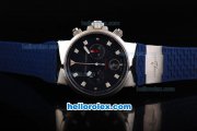 Ulysse Nardin Maxi Marine Swiss Valjoux 7750 Automatic Movement Steel Case with White Markers and Blue Dial-Blue Rubber Strap