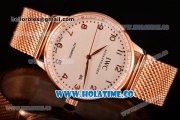 IWC Portugieser Asia 2813 Automatic Full Rose Gold with White Dial and Rose Gold Arabic Numeral Markers