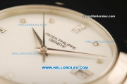 Patek Philippe Calatrava Swiss ETA 2824 Automatic Steel Case with White Dial and Alligator Strap