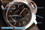 Panerai Luminor Marina Swiss ETA 6497 Manual Winding Steel Case with Black Dial and Grey Leather Strap