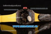 Richard Mille RM 055 Miyota 9015 Automatic Carbon Fiber Case with Skeleton Dial and Yellow Nylon/Leather Strap