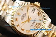 Rolex Datejust Automatic Movement ETA Coating Case with White Dial and Two Tone Strap