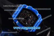 Richard Mille RM 11-03 Swiss Valjoux 7750 Automatic PVD Case with Skeleton Dial and Black Rubber Strap Blue Bezel