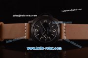 Panerai Luminor Marina Logo Pam 005 Asia 6497 Manual Winding Movement PVD Case with Black Dial and Brown Leather Strap