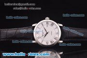 Patek Philippe Swiss ETA 2836 Automatic Steel Case with White Dial and Black Leather Strap