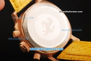 Ferrari Chronograph Miyota Quartz Movement Rose Gold Case with Yellow Arabic Numerals - Black Leather Strap