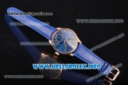 IWC Portuguese Asia 6497 Manual Winding Rose Gold Case with Blue Dial and Arbaic Numeral Markers