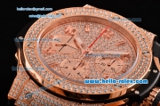 Hublot Big Bang Chrono Hub4100 Automatic Rose Gold Case with Diamond Dial Black Rubber Strap and Stick/Numeral Markers