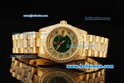 Rolex Day-Date Automatic Full Gold with Green Dial and Diamond Bezel/Strap