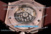 Hublot King Power Chrono Swiss Valjoux 7750 Automatic Rose Gold Case with Brown Rubber Strap and Rose Gold Markers (YR)