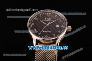 IWC Portugieser Asia 2813 Automatic Full Steel with Black Carbon Fiber Dial and Silver Arabic Numeral Markers