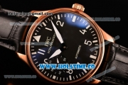 IWC Portugieser Hand-Wound Asia 6497 Manual Winding Rose Gold Case with Black Dial and White Arabic Numeral/Stick Markers