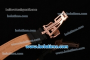 Audemars Piguet Royal Oak Lady Miyota OS2035 Quartz Rose Gold/Diamond Case with Black Leather Bracelet and Black Dial (EF)