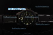 Panerai Radiomir Asia 6497 Manual Winding Movement PVD Case with Black Dial and Black Leather Strap Panerai Radiomir Asia 6497 Manual Winding Movement PVD Case with Black Dial and Black Leather Strap