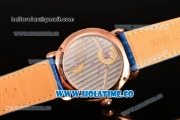 Cartier Rotonde De Asia Manual Winding Rose Gold Case with Blue Dial and White Roman Numeral Markers
