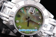 Rolex Datejust Oyster Perpetual Chronometer Automatic ETA Case with Diamond Bezel,Green MOP Dial and Diamond Marking-Small Calendar