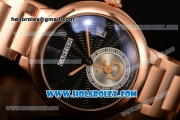 Cartier Rotonde De Miyota Quartz Rose Gold Case/Bracelet with Black Dial