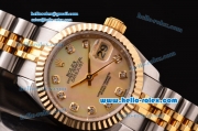 Rolex Datejust Lady 2813 Automatic Two Tone Case/Strap with Diamond Markers and Diamond Markers ETA Coating