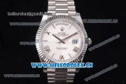Rolex Day Date II Clone Rolex 3255 Automatic Stainless Steel Case/Bracelet with White Dial and Stick Markers (BP)