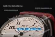 IWC Pilot's Mark XVII Swiss ETA 2824 Automatic PVD Case with White Dial Black Arabic Numeral Markers and Burgundy Leather Strap