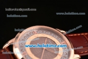 Vacheron Constantin Metiers D Art Miyota OS2035 Quartz Rose Gold Case with Brown Dial and Brown Leather Strap