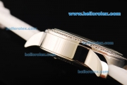 Chopard Mille Miglia Jacky Ickx Edition Chronograph Miyota Quartz Movement White Dial with Diamond Bezel and White Rubber Strap