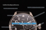 IWC Big Pilot's Watch Swiss Valjoux 7750 Automatic Steel Case with Black Dial Arabic Number Markers and Black Leather Strap