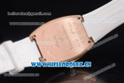 Franck Muller Black Croco Ronda 762 Quartz Rose Gold Case with White Dial Arabic Numeral Markers and White Leather Strap