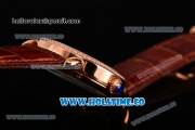 Cartier Rotonde De Asia Manual Winding Rose Gold Case with White Dial Diamonds Bezel and Black Roman Numeral Markers