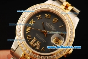 Rolex Datejust Automatic Movement Steel Case with Diamond Bezel and Two Tone Strap-ETA Coating Case