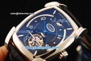 Parmigiani Kalpa XL Swiss Tourbillon Manual Winding Movement Steel Case with Black Leather Strap