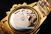 Rolex Daytona Oyster Perpetual Swiss Valjoux 7750 Automatic Movement Full Gold with Black Dial and White Stick Markers