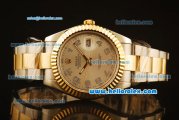 Rolex Datejust II Swiss ETA 2836 Automatic Full Steel with Yellow Gold Bezel and Silver Dial-Grey Numeral Markers/Two Tone Strap