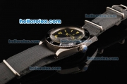 Rolex Submariner Oyster Perpetual Swiss ETA 2836 Automatic Movement Black Dial with Black Bezel and Grey Nylon Strap