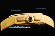 Cartier Santos 100 Automatic Movement Gold Case with Gold Bezel and Black Leather Strap