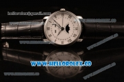 BlancPain Villeret Miyota 9015 Automatic Steel Case with White Dial and Black Leather Strap - (AAAF)