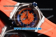 Audemars Piguet Royal Oak Offshore Diver Asia 2813 Automatic Steel Case with Orange Dial and Stick Markers Orange Rubber Strap (EF)