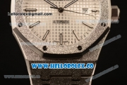 Audemars Piguet Royal Oak Clone Calibre AP 3120 Automatic Full Steel with White Dial and Stick Markers (EF)