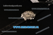 Cartier Ballon Bleu De Medium Swiss ETA 2671 Automatic Steel Case Silver Dial Roman Numeral Markers and Black Genuine Leather Strap - 1:1 Original