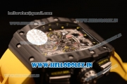 Richard Mille RM11-03 Swiss Valjoux 7750 Automatic Carbon Fiber Case Skeleton Dial With Arabic Numeral Markers Yellow Rubber Strap 1:1 Original(KV)