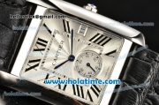 Cartier Tank MC Miyota Quartz Steel Case with Black Roman Numeral Markers and White Dial