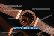 Hublot Classic Fusion 9015 Auto Rose Gold Case with Black Dial and Brown Leather Strap