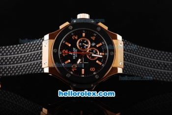 Hublot Big Bang King Quartz Movement Rose Gold Case with Ceramic Bezel-Black Dial and Black Rubber Strap