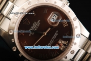 Rolex Datejust Oyster Perpetual Automatic Movement Full Steel with Diamond Bezel and Roman Numeral Markers