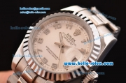 Rolex Datejust 2813 Automatic Steel Case with White Dial Numeral Markers and Stainless Steel Strap