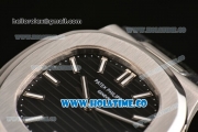 Patek Philippe Nautilus Miyota 9015 Automatic Steel Case with White Stick Markers and Black Dial (BP)